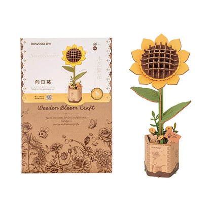 Robotime Rowood Wooden Flower Bouquet 3D Wooden Puzzle Wood Crafts Kits for Adults Home Decor