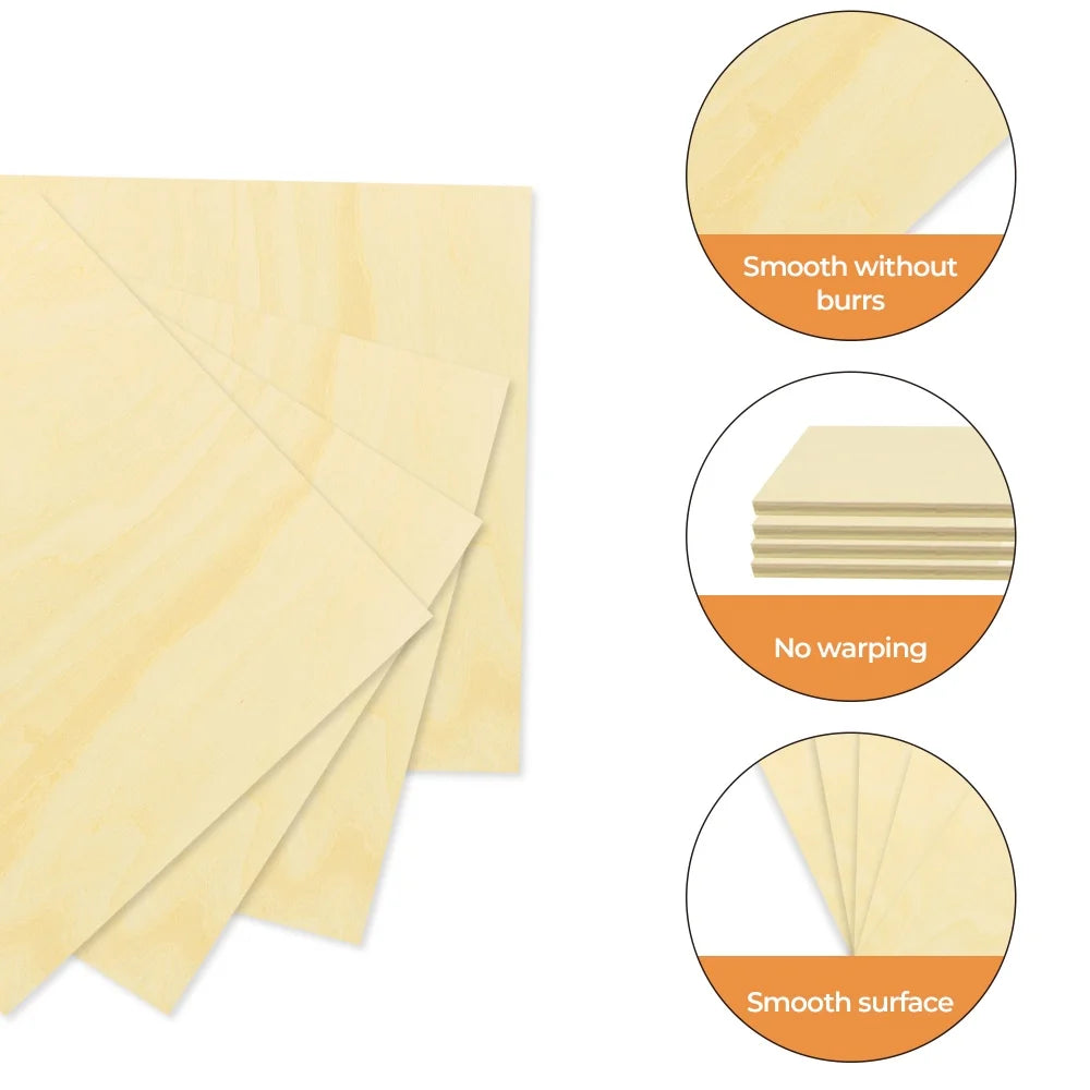 Basswood Sheets for Craft 3mm Thick Unfinished Wood Plywood DIY Craft Wood Board for Laser Engraving and Co2 Laser Cutting