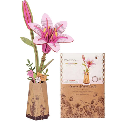 Robotime Rowood Wooden Flower Bouquet 3D Wooden Puzzle Wood Crafts Kits for Adults Home Decor