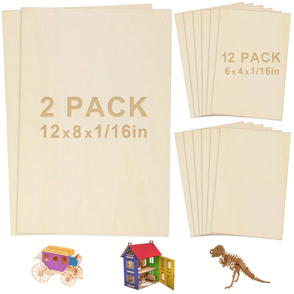 14pc Blank Plywood Unfinished Basswood Sheets for For Craft DIY Project Wood DIY Craft Accessories,