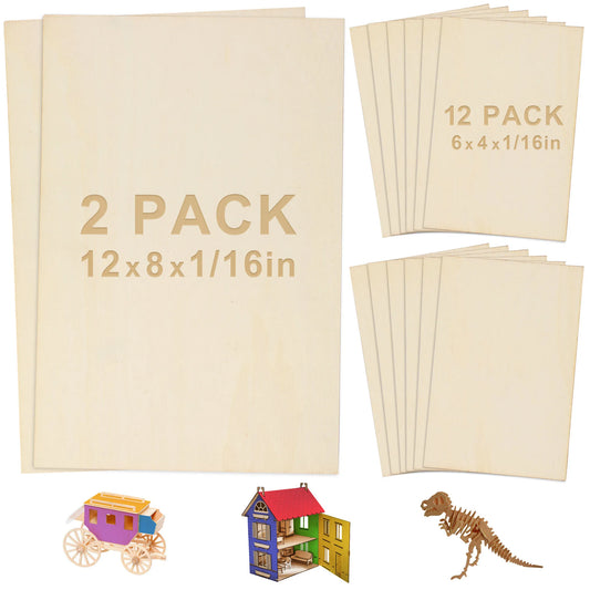 14pc Blank Plywood Unfinished Basswood Sheets for For Craft DIY Project Wood DIY Craft Accessories,