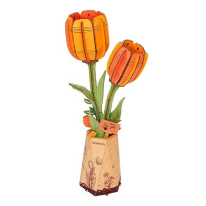 Robotime Rowood Wooden Flower Bouquet 3D Wooden Puzzle Wood Crafts Kits for Adults Home Decor