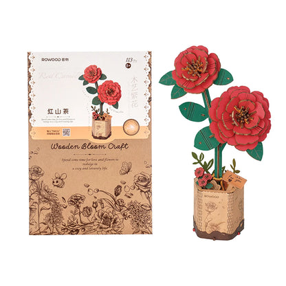 Robotime Rowood Wooden Flower Bouquet 3D Wooden Puzzle Wood Crafts Kits for Adults Home Decor